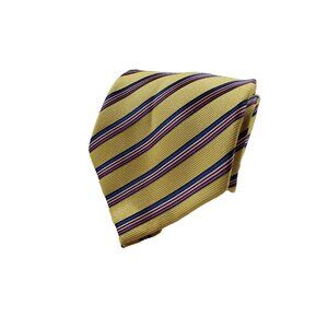 Borrelli Mens Gold/Pink/Blue Striped Hand Stitched Dress Tie